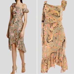 Ulla Johnson Uma Silk Birds of Paradise Midi Floral Dress 0